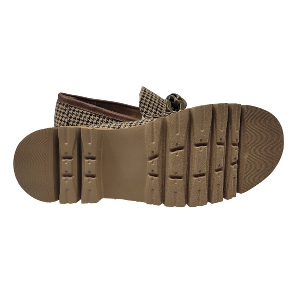 Hey Girl by Corkys Houndstooth Chain Link Lug Sole Loafers Brown Black Womens 9 - Picture 11 of 13